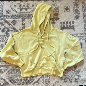 Free People FP Movement lace up green hoodie size medium